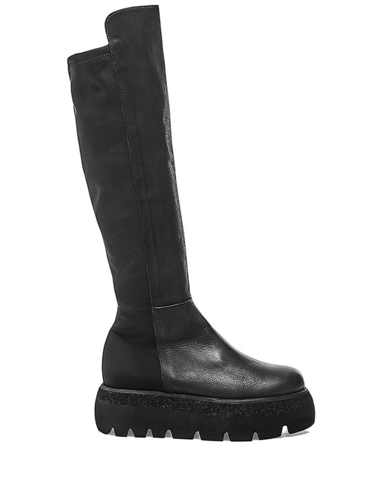 Lofina Shoes - Minimalist Black Over-the-Knee Platform Boots